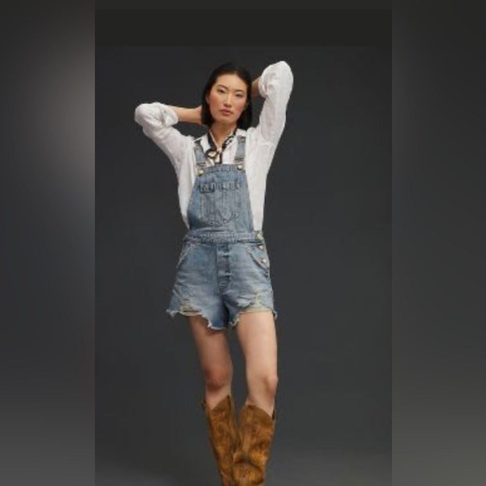 NWT Anthropologie Pilcro Denim Cutoff Shortalls Size 28